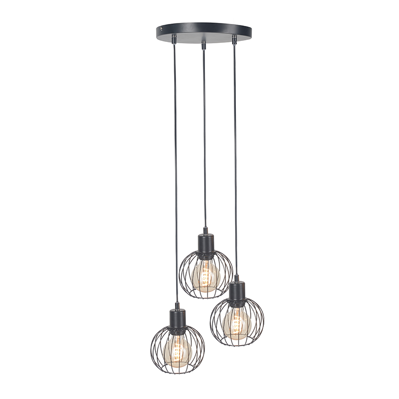 Kolmipäinen lyhtyraudan kattokruunu